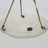 Art Deco washbasin pendant light 1 light in glass with geometric patterns
