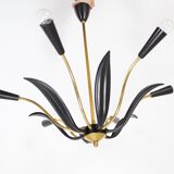 Plafonnier flower petals in Bakelite and aluminum cast, Italian sputnik