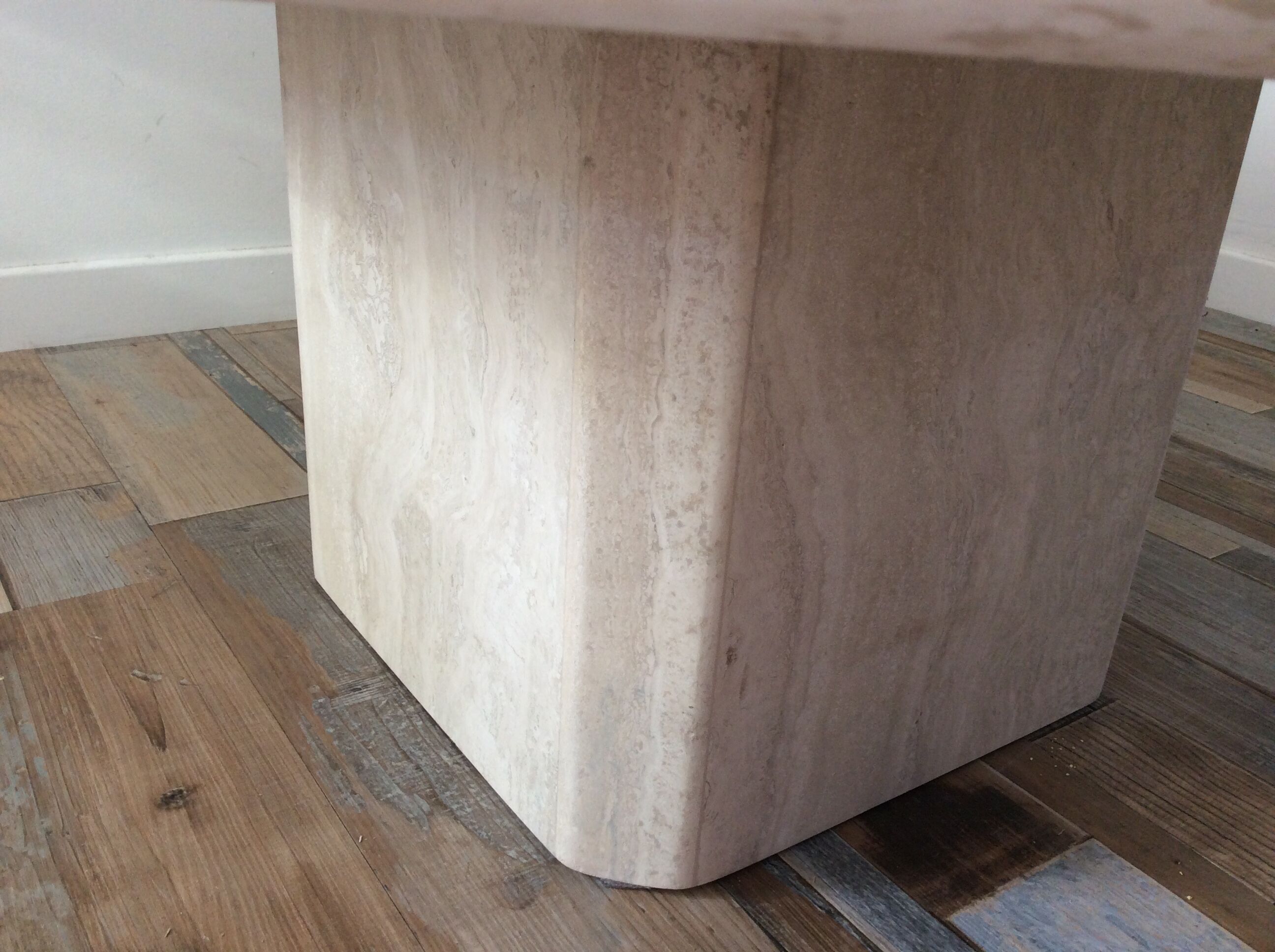 Octagonal coffee table in travertine