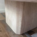 Octagonal coffee table in travertine