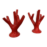 Set of two vintage “Alberello” coral vases