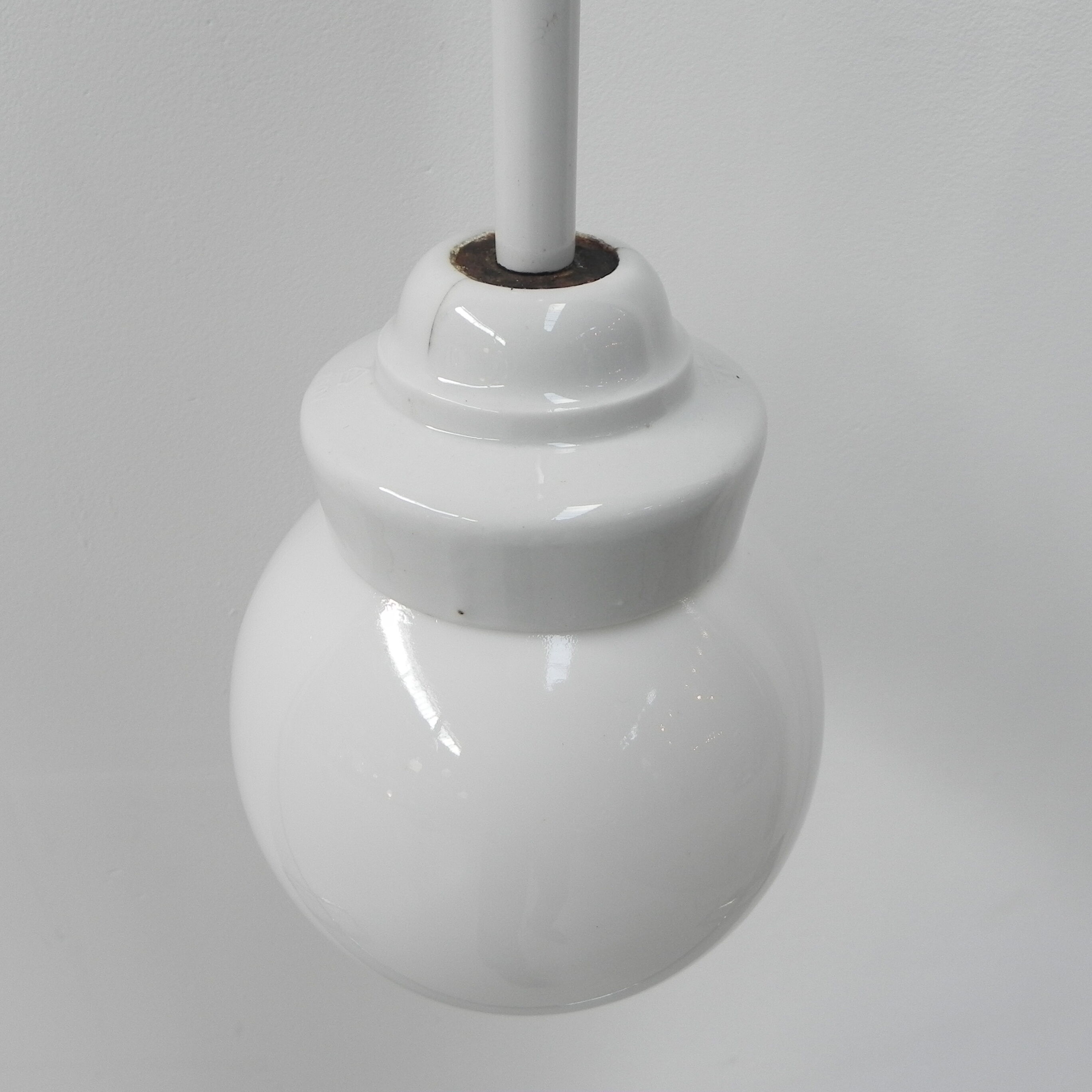 Art Deco hanging lamp with white glass ball