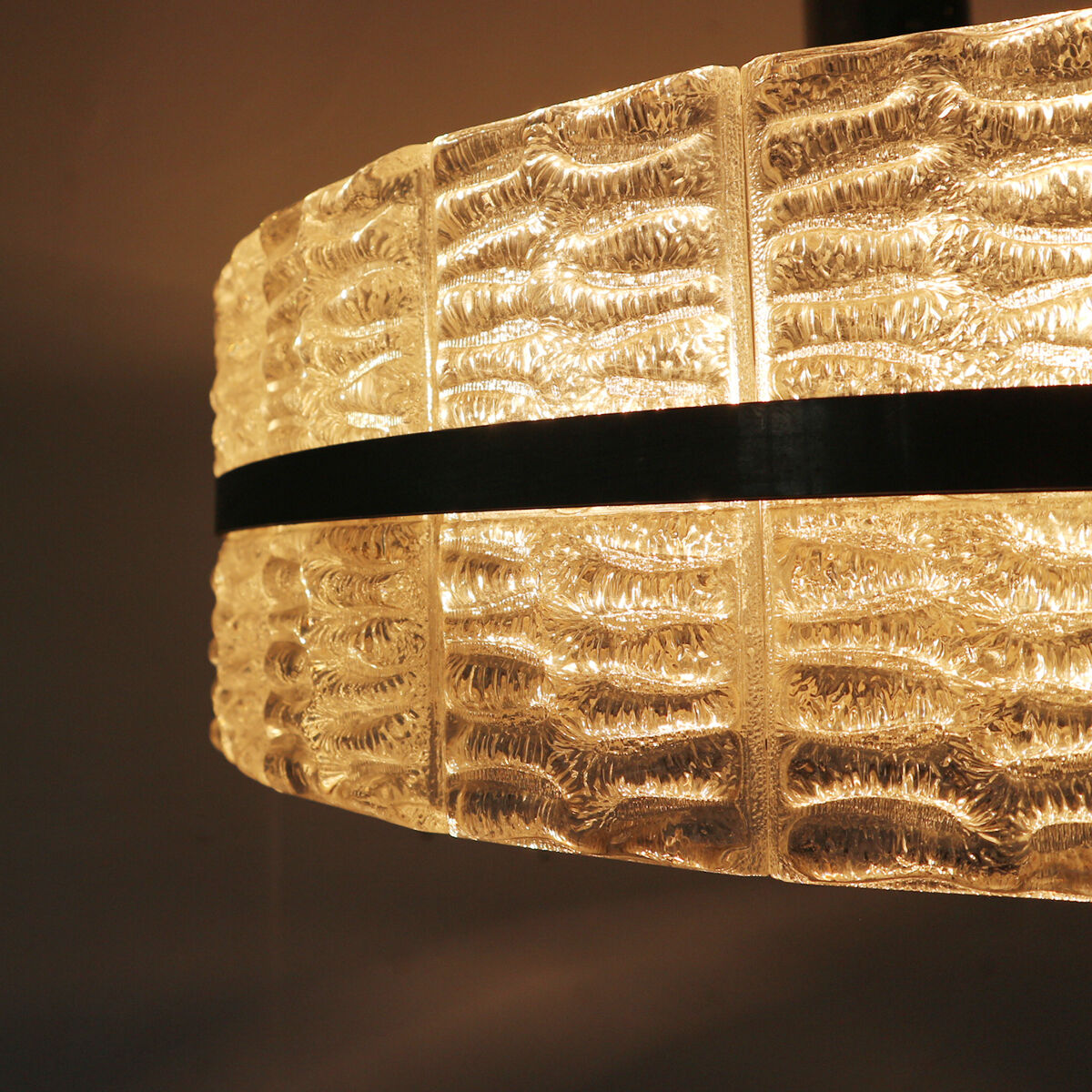 Large '60s Ice Glass Pendant Lamp