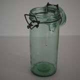 Green "ideale" glass canning jar