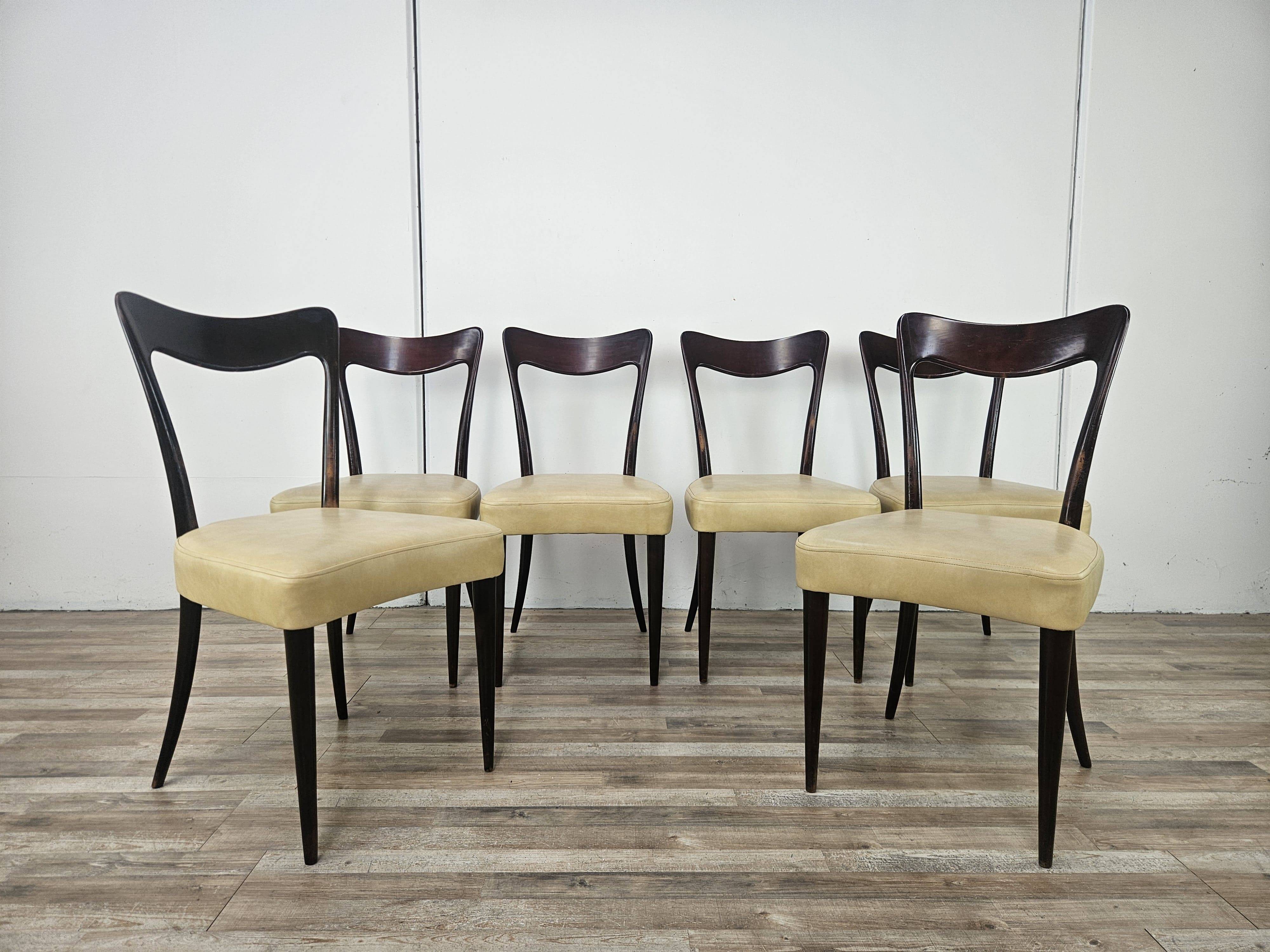 Six Art Decò chairs attributed to Carlo Rava, 1950s