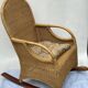 Rocking-chair vintage rotin et teck
