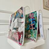 Vintage 70s Plexiglas magazine rack