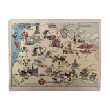Old illustrated map of Flanders Artois Picardy - JP Pinchon