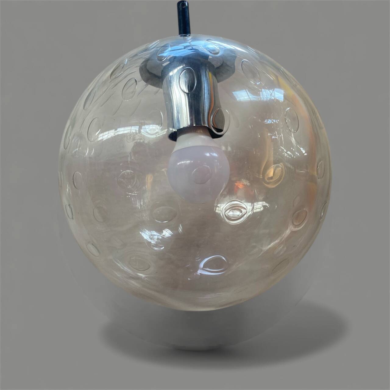 Raak Amsterdam pendant light in clear bubbled glass, 1970s