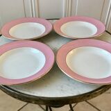 4 assiettes creuses Saint-Amand années 60 rose bonbon pastel