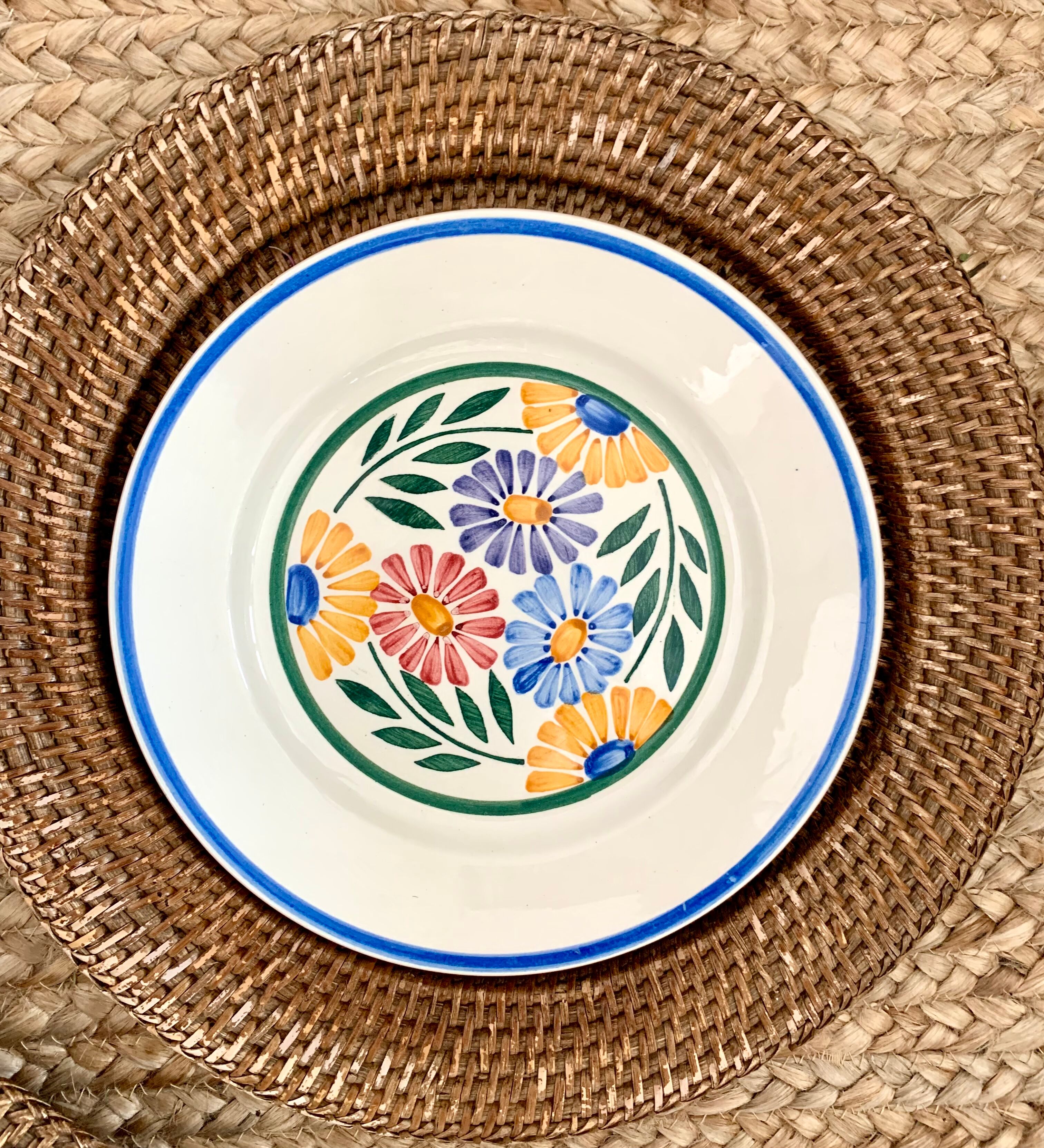 Josetti earthenware service with colorful flowers 1930