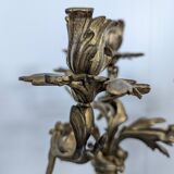 Pair of Candle Holders or Candelabra in Gilded Bronze