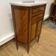 Small half-moon chest of drawers in Louis XVI style – marquetry and marble top