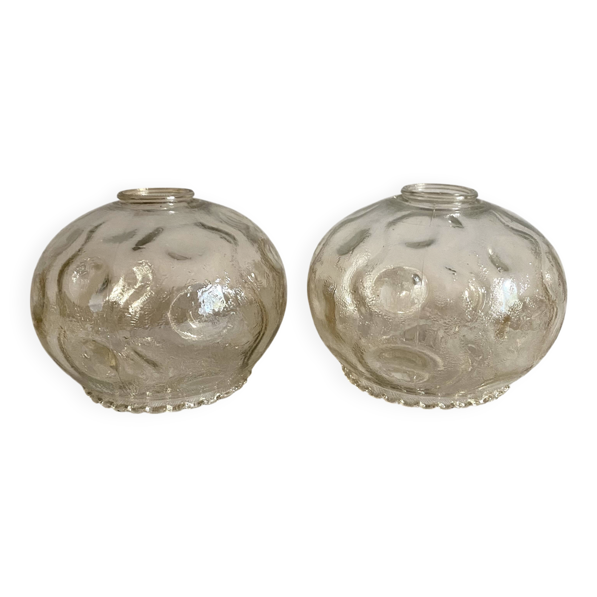Vintage molded glass lampshade, molded glass globes