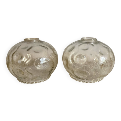 Abat jour vintage en verre moulé , globes en verre moulé