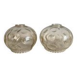 Vintage molded glass lampshade, molded glass globes