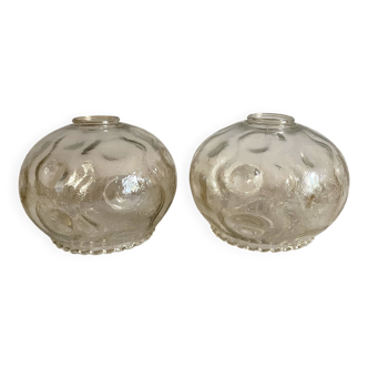 Abat jour vintage en verre moulé , globes en verre moulé