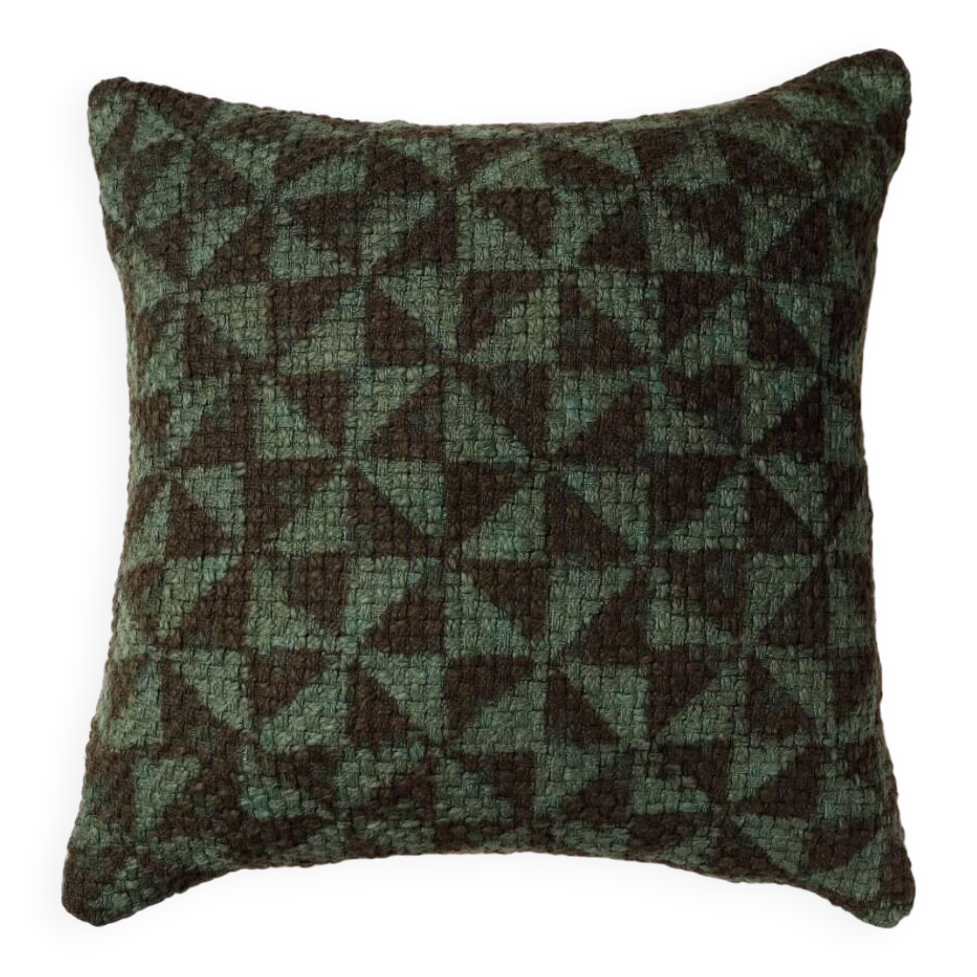Handwoven Indian Kantha Cushion Cover in Green and Black