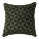 Handwoven Indian Kantha cushion cover in green and black.
