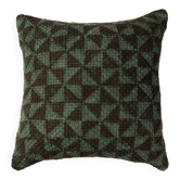 Housse de coussin artisanale indien Kantha vert noir tissée main