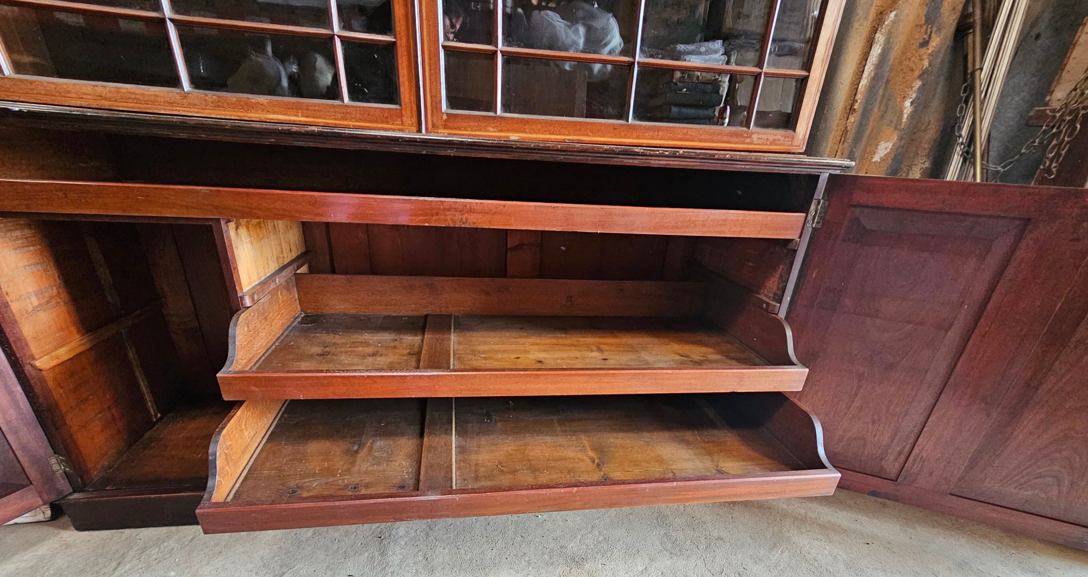 English mahogany bookcase with drawers
