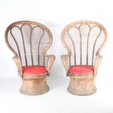 Pair of rattan armchairs