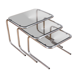 Tables gigognes chrome structure and trays smoked glass