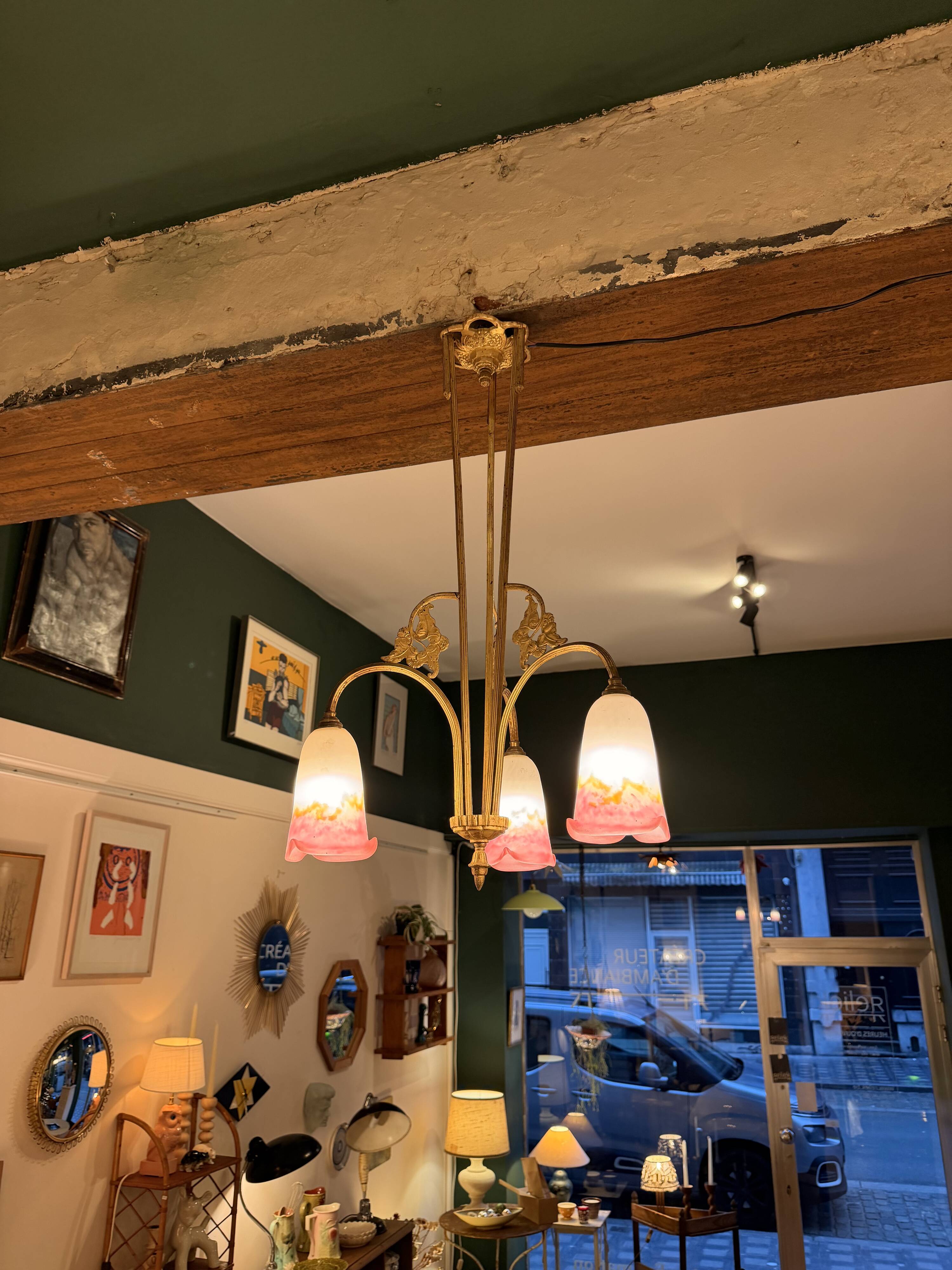 Gilded bronze lustre and glass paste – Müller Frères, Lunéville, circa 192.