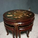 Antique Japanese coffee table with stools