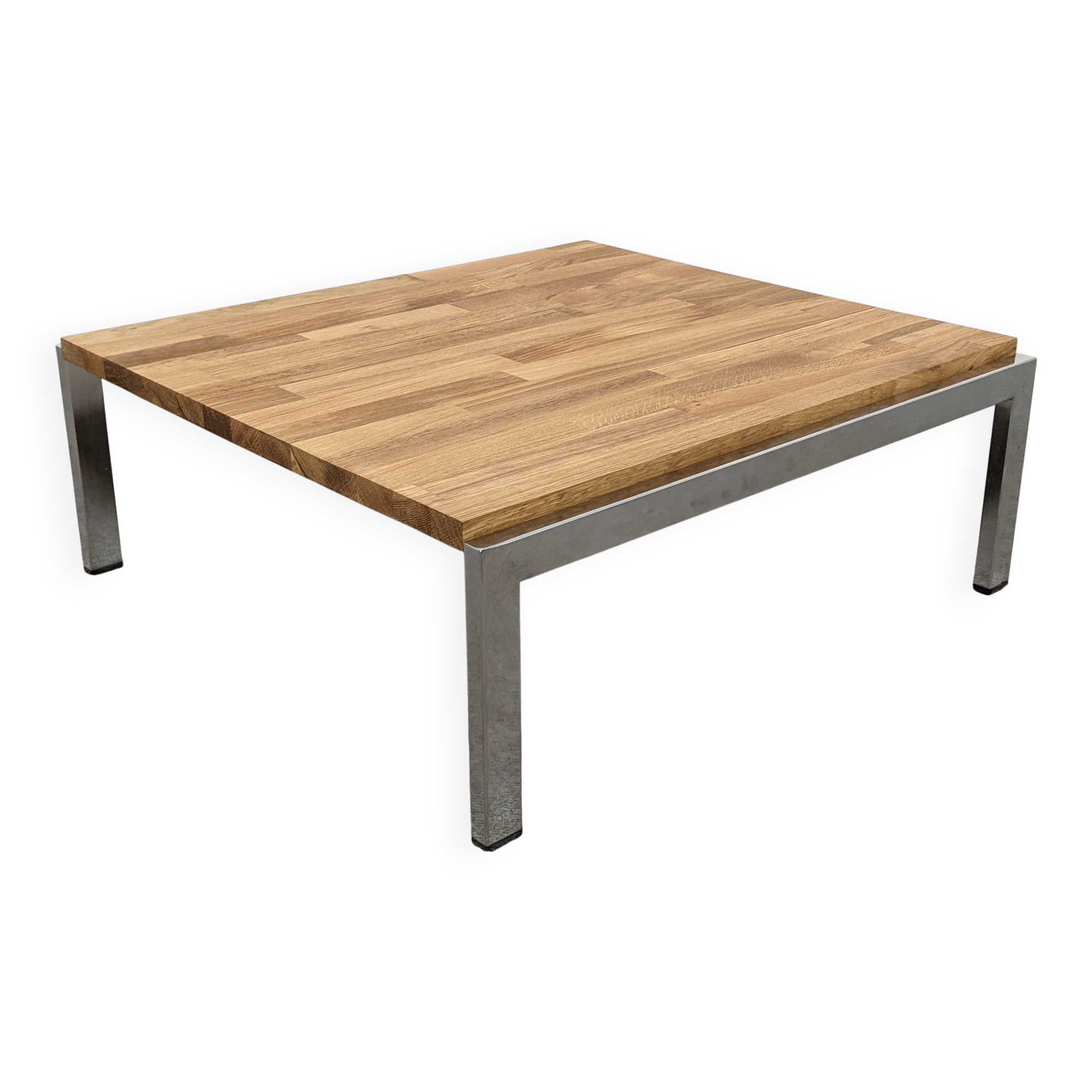 Coffee table or side table in solid oak, France around 1970.