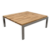 Coffee table or side table in solid oak, France around 1970.