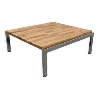 Coffee table or side table in solid oak, France around 1970.