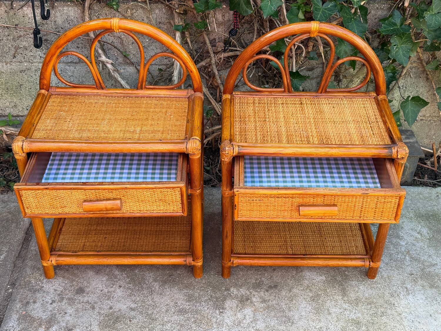 Paire de chevets en rotin 1960