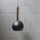 large industrial pendant lamp made of metal and chrome with black shrink lacquer, ball lamp 1960s