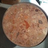 Marble and cherry hot water bottle table