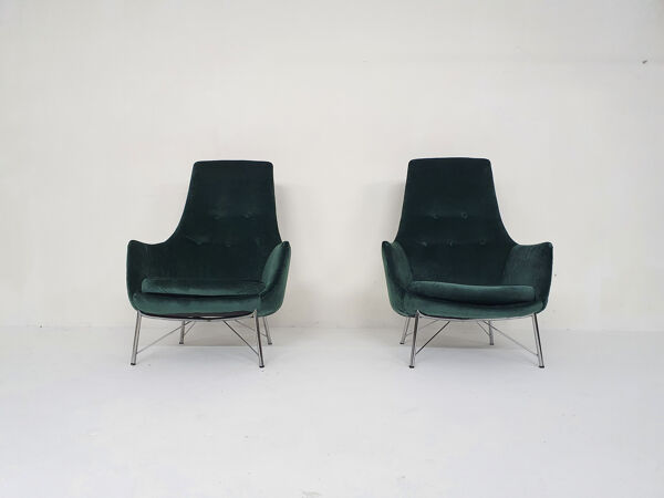 Fauteuils en velours Pastoe FM31 de karl ekselius, Pays-Bas 1959