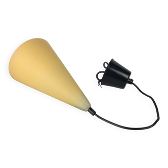 Conical glass pendant light by SCE France 1980