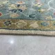 Contemporary Handmade Wool Area Rug, Ivory and Blue Floral Design Carpet for Living Room