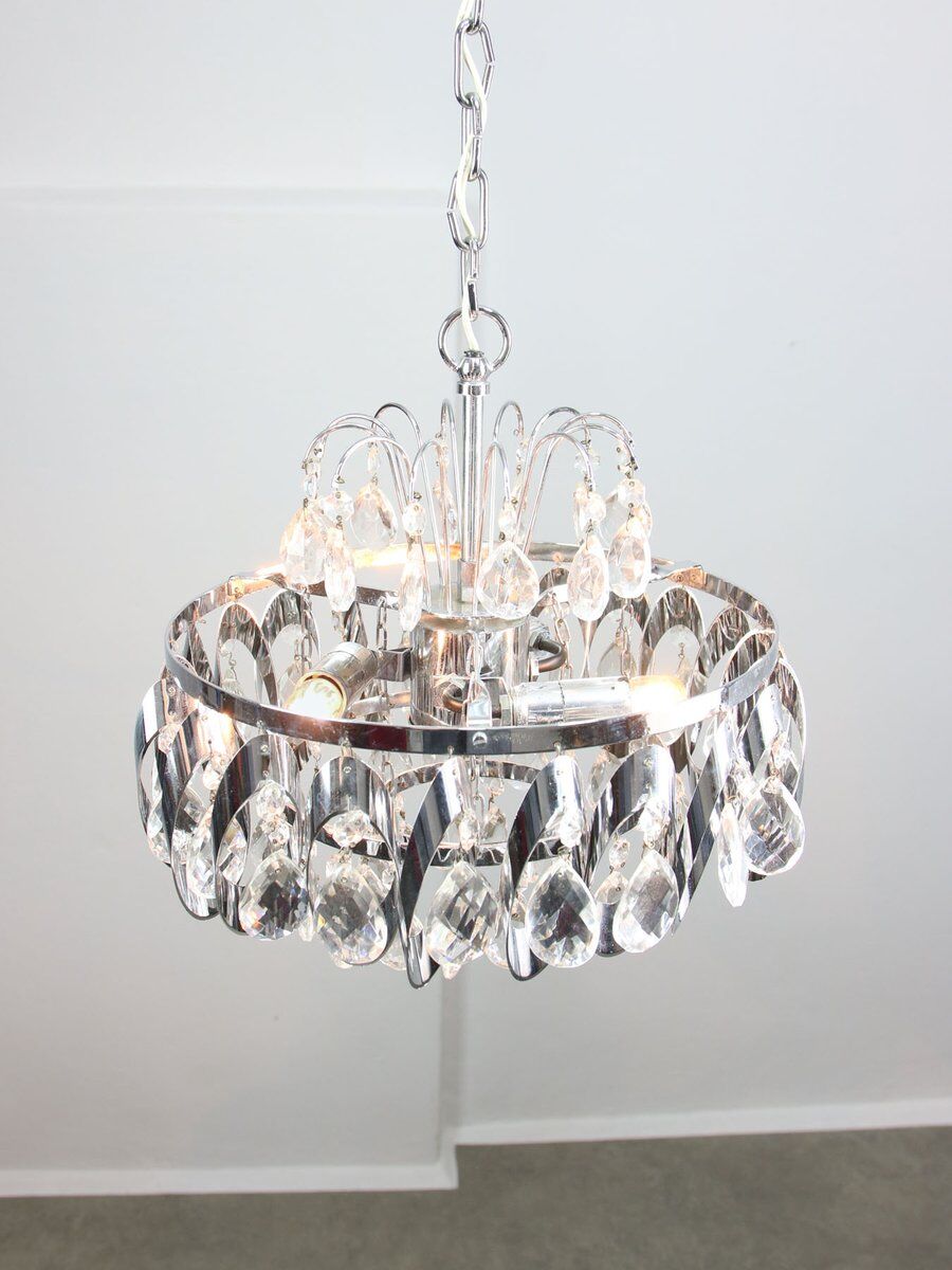 Small vintage Viennese crystal chandelier, 1970s