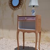 Crude wooden bedside table