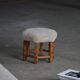 Mid-century Danish hexagonal oak stool with shearling lamb wool upholstery, 1950.
