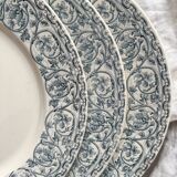 3 assiettes plates en terre de fer "Renaissance" Creil et Montereau