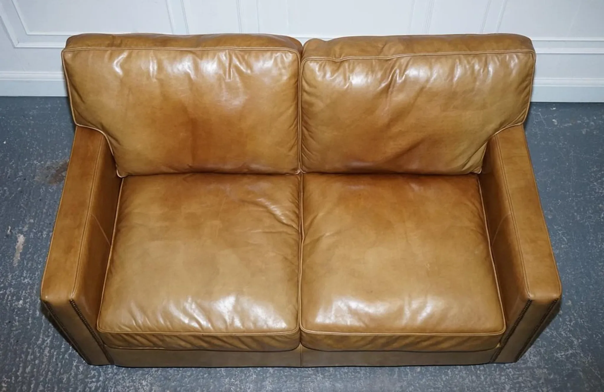 Halo Viscount Two-Seater Sofa in Tanned Leather by Timothy Oulton