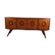 1960s sideboard with decorated doors in wood and brass