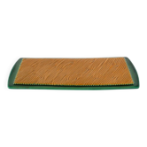 Plat à cake en barbotine, jaune et verre, 1970