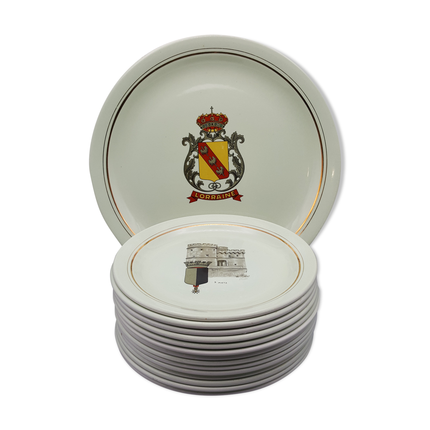 plates and flat cities Lorraine coat of arms Salins Opaceline