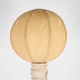 Rattan and silk floor lamp