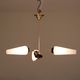 Vintage brass chandelier tulip white strié glass 1950 3 old light lights restored