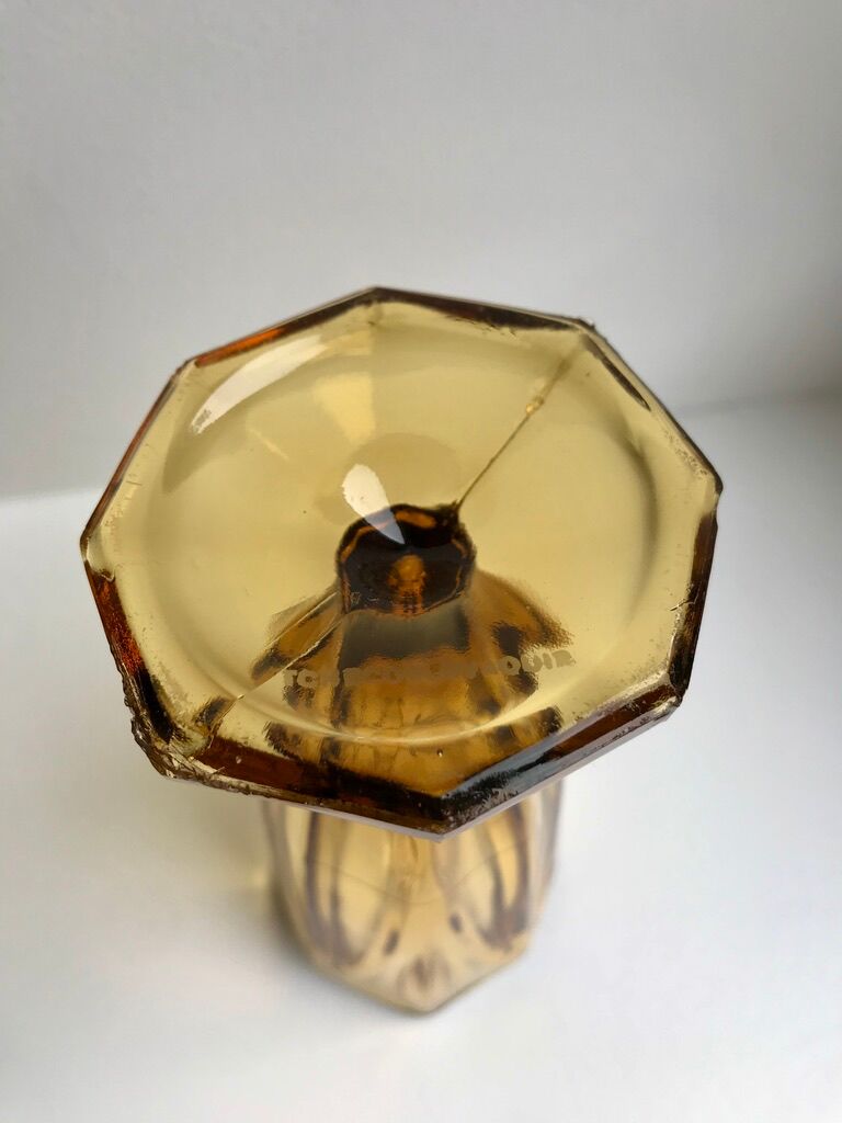 Amber molded glass vase 70s