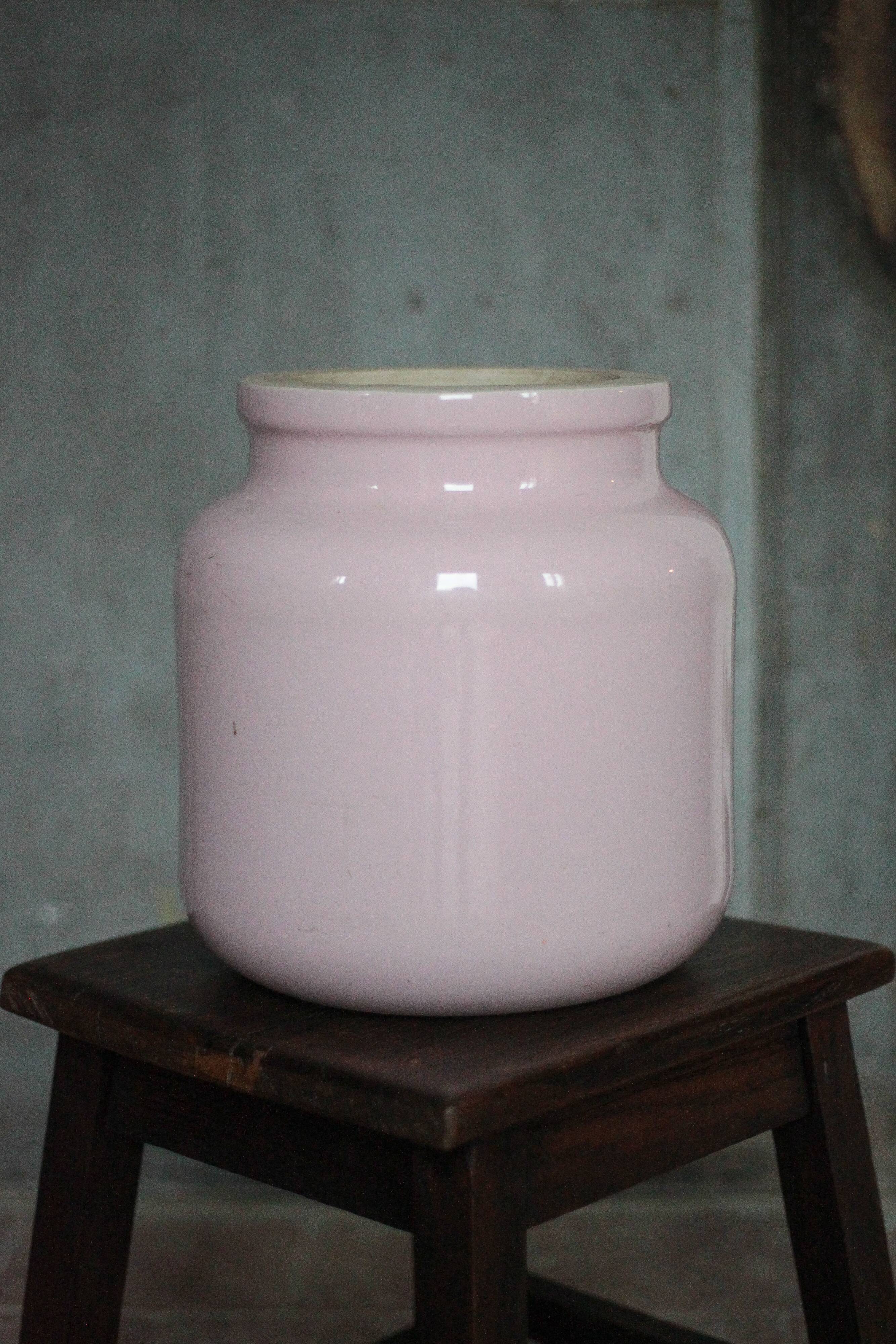 Pot porcelaine XL, jarre porcelaine rose,vase, rangement, déco